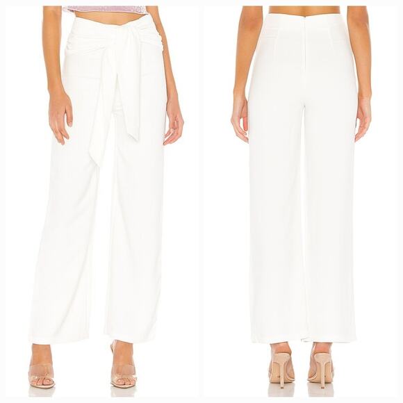 Superdown Jordayn Tie Waist Pants in White - Picture 1 of 10